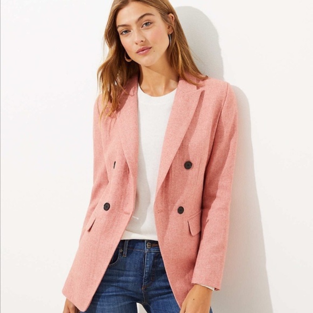 Loft NWT Melange double breasted pink blazer 4